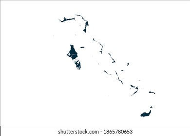 mapa de bahamas High Detallado sobre fondo blanco.