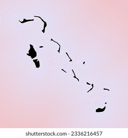 Bahamas map icon. Country shape on radiant striped gradient background. Bahamas vibrant poster. Stylish vector illustration.