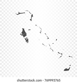 Bahamas map isolated on transparent background