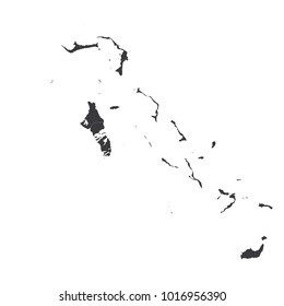 Bahamas map on white background vector, Bahamas Map Outline Shape Black on White Vector Illustration, High detailed black illustration map -Bahamas.