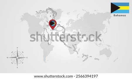 Bahamas map outline and Bahamas flag icon design, Template with the national flag and map 