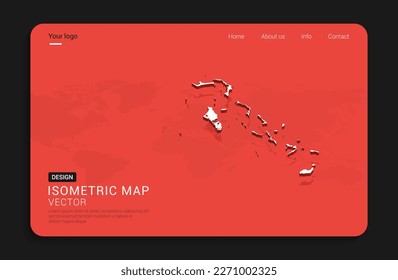 Die Bahamas Karte rot einzeln auf dunklem Hintergrund mit 3D-Weltkarte isometrische Vektorgrafik.