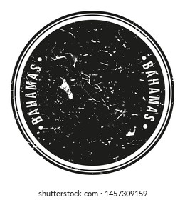 The Bahamas Map Symbol. Round Design Stamp. Travel and Business Vector.