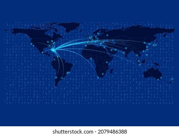 Bahamas map for technology or innovation or export concepts. Connections of the country to major cities around the world. File is suitable for digital editing and prints of all sizes.