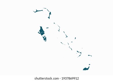 Mapa vectorial de Bahamas. color azul sobre fondo blanco.