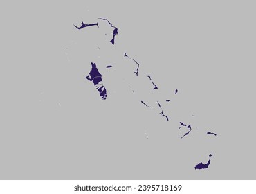 Bahamas map vector, Blue purple color isolated on gray background.
