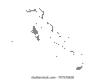 Bahamas map vector. map dotted silhouette with black dots on a white background. Vector illustration eps 10.