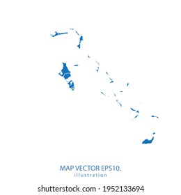 mapa de bahamas vector EPS.10 color azul. sobre fondo blanco.