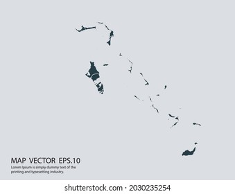 Bahamas map vector, isolated on gray background 