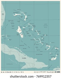 The Bahamas Map -Vintage High Detailed Vector Illustration