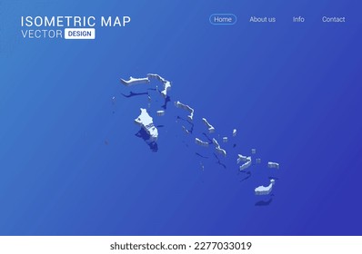 Las Bahamas mapean el blanco sobre el fondo azul con aislado concepto isométrico 3D de ilustración vectorial.