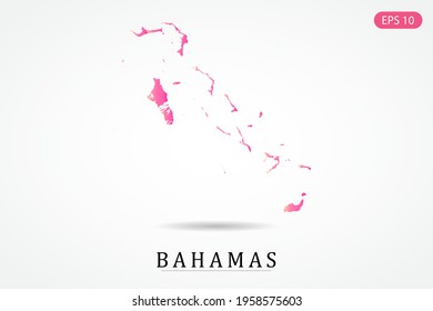 Bahamas Map - World Map International vector template with Pink gradient color isolated on white background - Vector illustration eps 10