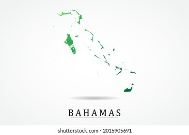 Mapa de Bahamas - Mapa Mundial Mapa Internacional de la plantilla vectorial, bajo estilo de polígono con color verde aislado en fondo blanco - Ilustración vectorial eps 10