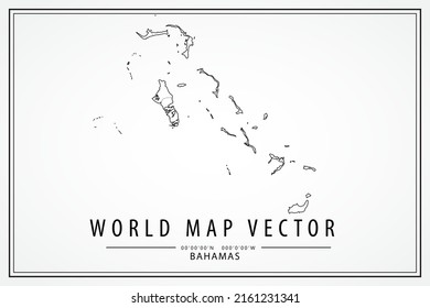 Bahamas Map - World Map International vector template with High detailed thin black line and outline graphic sketch style isolated on white background - Vector illustration eps 10