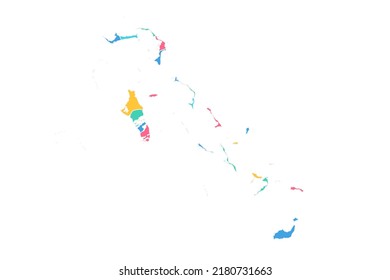 Bahamas Map - World Map International vector template with High detailed including blue, green, pink, and yellow outline color isolated on white background - Vector illustration eps 10