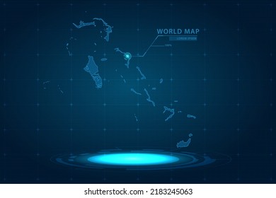 Bahamas Map - World Map International vector template with Hologram in perspective style and HUD, GUI, UI interface isolated on blue background for design - Vector illustration eps 10