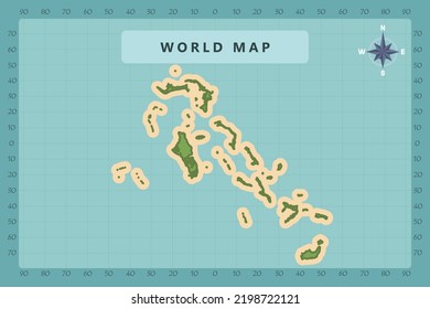Bahamas Map - World Map International vector template High detailed with green and cream color isolated on blue background including Compass Rose icon - Vector illustration eps 10