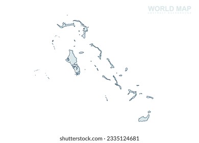 Bahamas Map - World map International vector template with blue stork line and blue geometric shapes isolated on white background for design, infographic, website - Vector illustration eps 10
