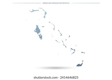 Bahamas Map - World Map International vector template with High detailed including grey and blue gradient color and white outline color isolated on white background - Vector illustration eps 10