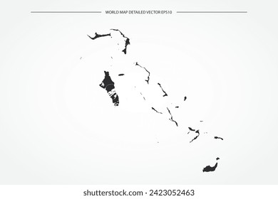 Bahamas Map - World Map International vector template with High detailed with black and white outline color isolated on white background - Vector illustration eps 10