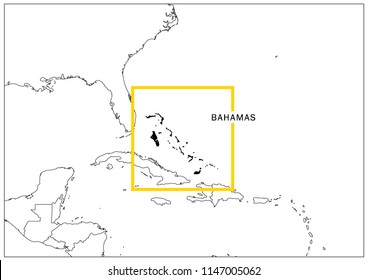 Bahamas map yellow frame geography national 