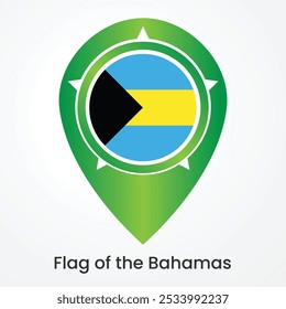 Bahamas-Marker-Symbol auf weißem Hintergrund. Bahamas-Pin-Symbol einzeln auf weißem Hintergrund.