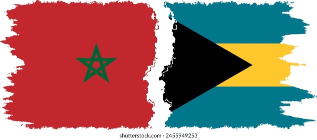 Bahamas y Marruecos grunge banderas conexión, Vector