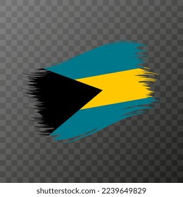 Bahamas national flag. Grunge brush stroke. Vector illustration on transparent background.