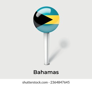 Icono de marcador de mapa de bandera nacional de las Bahamas