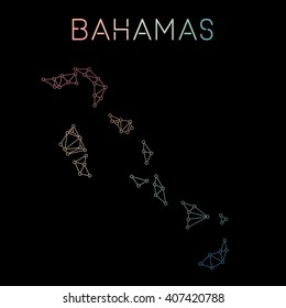 Bahamas network map. Abstract polygonal map design. Network connections vector illustration.