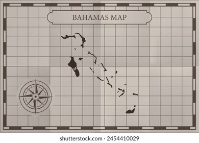 Bahamas old classic country map. Vintage antique map paper style