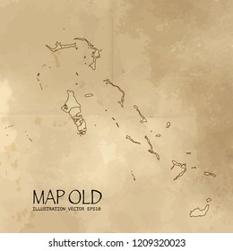 Bahamas on the map of Balkans in soft grunge and vintage style, like old paper with watercolor painting. VectorEPS10
