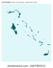 In: Bahamas Plain Country Map. Hohe Details. Solider Stil. Die Form der Bahamas. Vektorillustration.