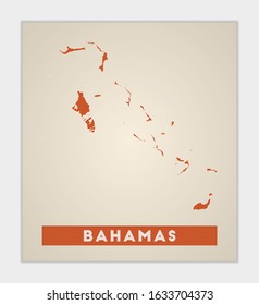 Bahamas poster. Map of the country with colorful regions. Shape of Bahamas with country name. Appealing vector illustration.