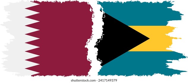 Bahamas and Qatar grunge flags connection, vector