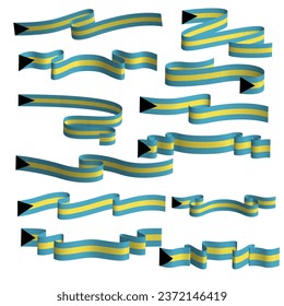 bahamas ribbon flag vector element bundle set