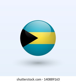 Bandera redonda de Bahamas. Ilustración vectorial.