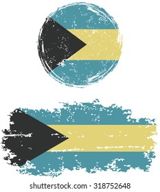 Bahamas round and square grunge flags. Vector illustration. Grunge effect can be cleaned easily. 