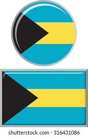 Bahamas round and square icon flag. Vector illustration Eps 8.