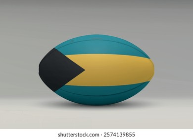 Bahamas rugby ball featuring the national flag design on a gray background