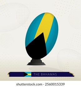 The Bahamas Rugby Ball on Rugby Kicking Tees with Modern Design. Illustration perfect for sports, national pride, and rugby-related projects.