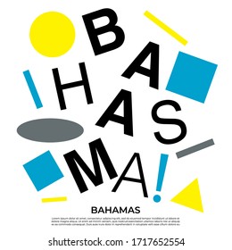 Bahamas : Set of country name with geometric elements : Vector Illustration