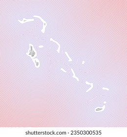 Bahamas shape formed by country name in multiple languages. Bahamas border on stylish striped gradient background. Vibrant poster. Awesome vector illustration.