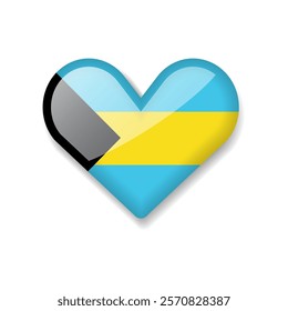 Bahamas - Shiny Flag in the Form of Heart. Vector Illustration.