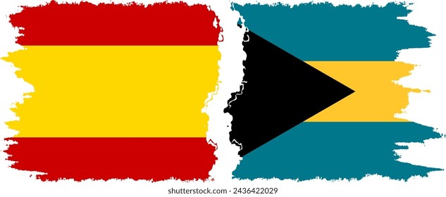 Bahamas y España grunge banderas de conexión, vector