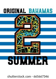 bahamas summer, t-shirt print poster vector illustration