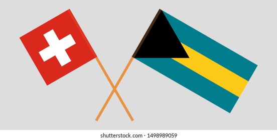 Bahamas and Switzerland. Crossed Bahamian and Swiss flags