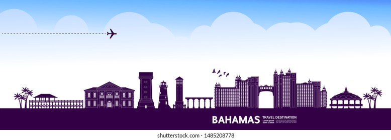 Bahamas travel destination grand vector illustration.