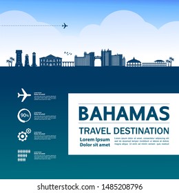 Bahamas travel destination grand vector illustration.