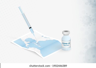 The Bahamas Vaccination, Injection with COVID-19 vaccine in Map of The Bahamas. Vaccination Concept Illustration.